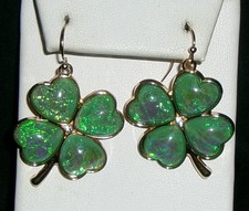 Shamrock Earrings-St. Patrick's Day-Heart Stones Clear Stone-New