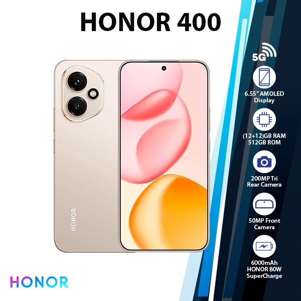 Honor 400 5G Android Cell Phone (GOLD/12GB+512GB/Dual SIM/Unlocked