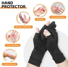 Copper Infused Compression Arthritis Gloves Carpal Tunnel Joint Pain Relief Hand