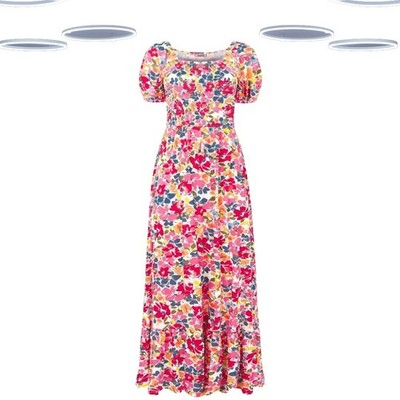 Ex Joe Browns Damen Jerseykleid - Kurzarm gerafft geblümt mehrfarbig