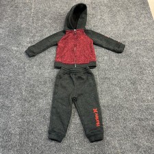 Hurley Kids 2 Piece Tracksuit Set Hoodie and Joggers Charcoal Burgundy 18M