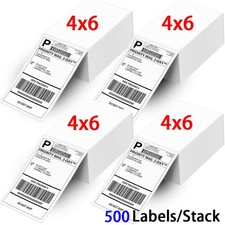 500/Stack 4x6 Fanfold Direct Thermal Shipping Labels Perforated Mailing Labels