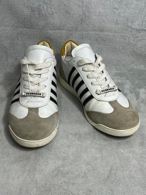 Dsquared2 Leather Suede Sneakers White Black Men Shoes Made in Italy Size 43