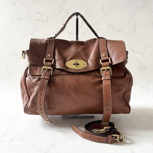 Mulberry Alexa 2Way Shoulder Hand Bag Brown Leather Turn Lock