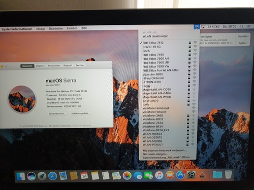 Motherboard Macbook Pro 13" 2013 2014 Retina i5 2,6GHz 16GB RAM used