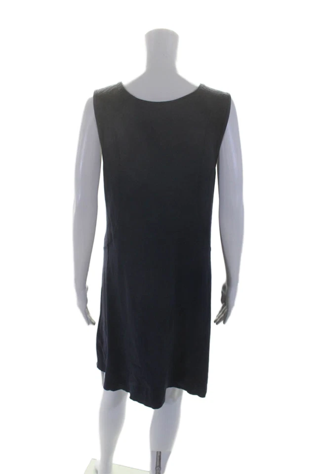 Vestido Three Dots para mujer de algodón con cuello redondo sin mangas línea A azul marino talla L Foto 3 de 4