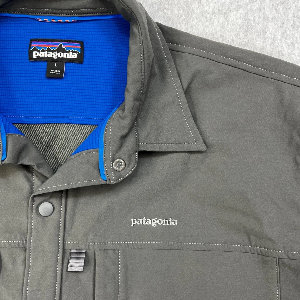 Camisa Patagonia Secada a Presión con Botones Para Hombre Grande Gris Manga Larga Exterior Foto 4 de 4