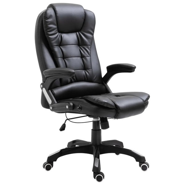 BüRostuhl Schwarz Kunstleder Ergonomisch HöHenverstellbar Mit Armlehnen-image