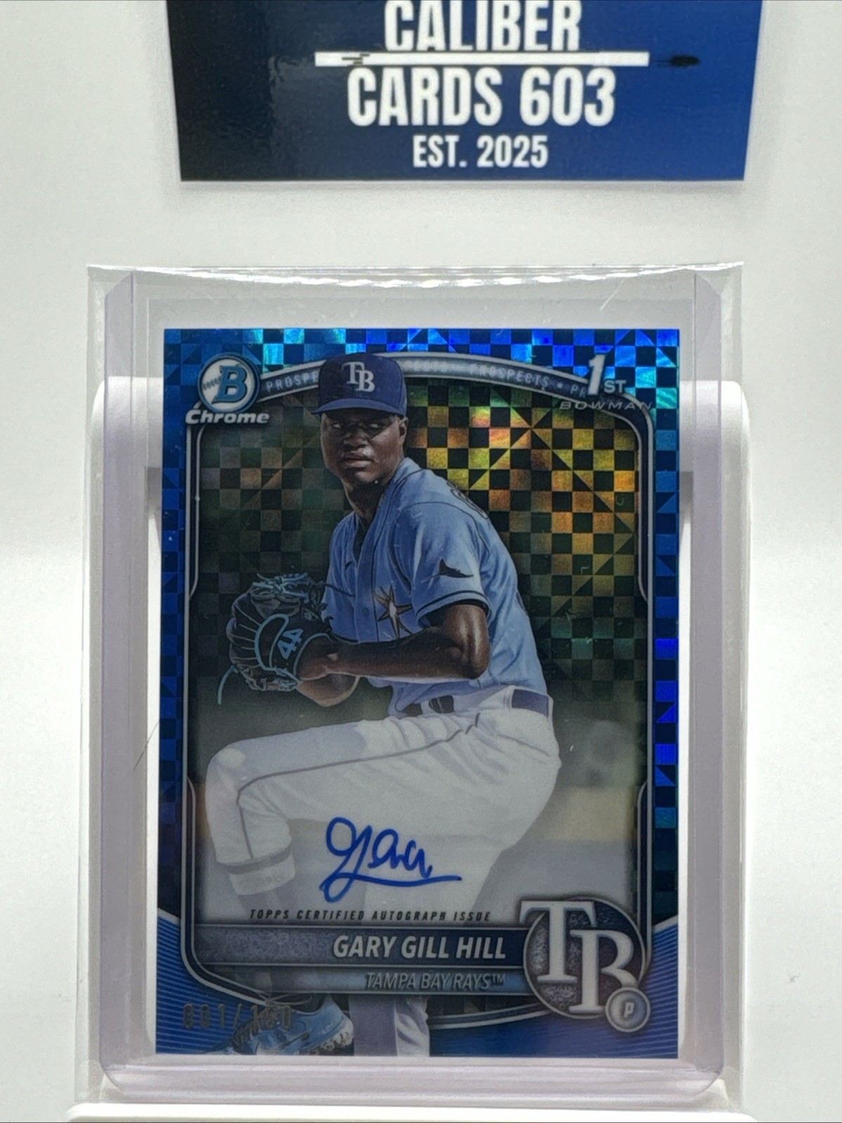 Gary Gill Hill 2025 Bowman 1st Chrome Prospect Auto Blue X-Fractor 001/150