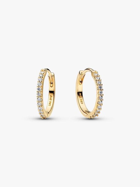 Pandora 14Kt. Vergoldete Ohrringe Sparkling Mini Hoop Creolen 264649C01 Neu-image