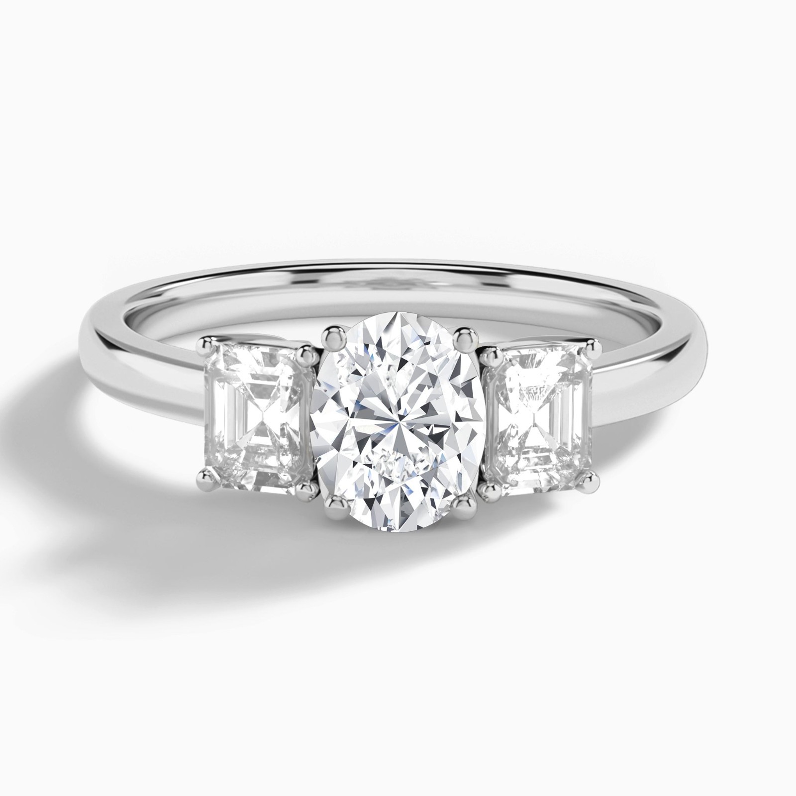 1.80 CT Oval Cut Lab Grown Diamond 14K Gold Emerald Side Stones Engagement Ring