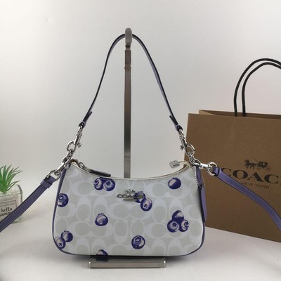 COACH CR292 Teri 2way Shoulder Bag Signature Canvas Blueberry Print Outlet NE...