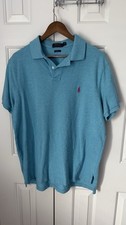 Men s Ralph Lauren Polo Shirt In Aqua Blue Custom Fit XL/TG Short Sleeve Used