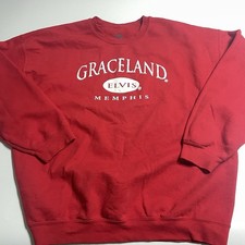 Graceland Elvis Memphis Red Cotton Blend Crewneck Sweatshirt 2XL FLAWS