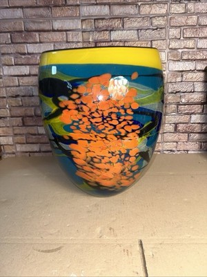 XL Ioan Nemtoi Studio Art Glas Modern Signiert Vase  Kunst Pop Art  36x28cm  Top