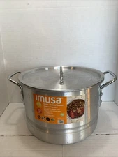 Imusa 10Qt Aluminum Steamer or Stock Pot with Lid & Removable Rack
