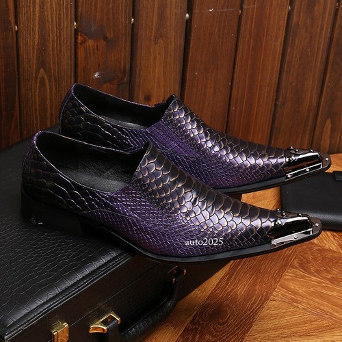 Evening Party Metal Pointy Toe Nightclub Formal Dress Real Leather Mens Shoes 46 - Picture 3 of 18