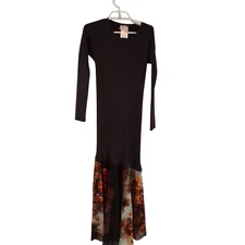 Fuzzi Maxi dress womens Medium Italy wool & tulle Fall Storm mixed media