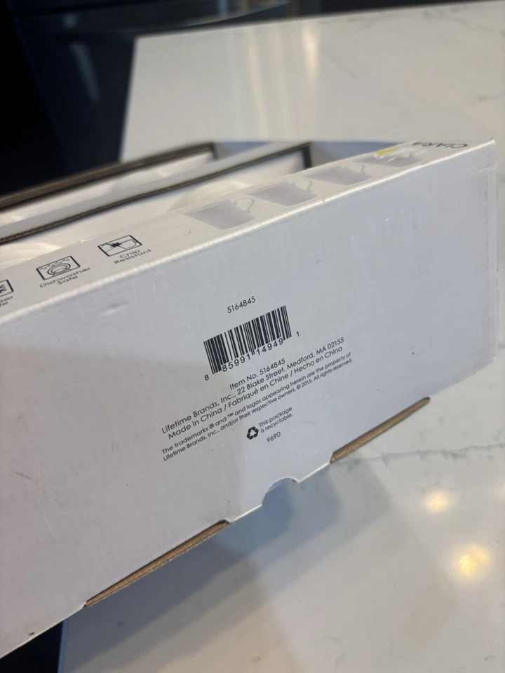 "Lote de 4 tazas Mikasa Bone China Ciara remolino blanco acanalado 4,5"" 12 oz nuevas en caja" Foto 4 de 4