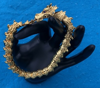 Dragon Bracelet - Protector of Dharma - Gold Color 23.5 cm
