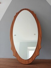 Vintage Mid Century Teal Wavy Edged Wall Mirror 75cm X 38cm
