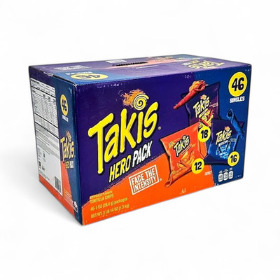 Takis Hero Variety Pack Tortilla Chips 1oz Snack Bags, 46 Count