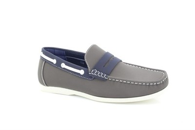 ShuCentre Herren Grau Komfort Slipper Deck Mokassin Boot Fahren Schuhe