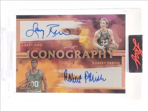 LARRY BIRD ROBERT PARISH 2023-24 LEAF ART OF SPORT BRONZE AUTO 1/10 Q0365