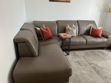 Taupe ROM Leather left hand Corner Sofa