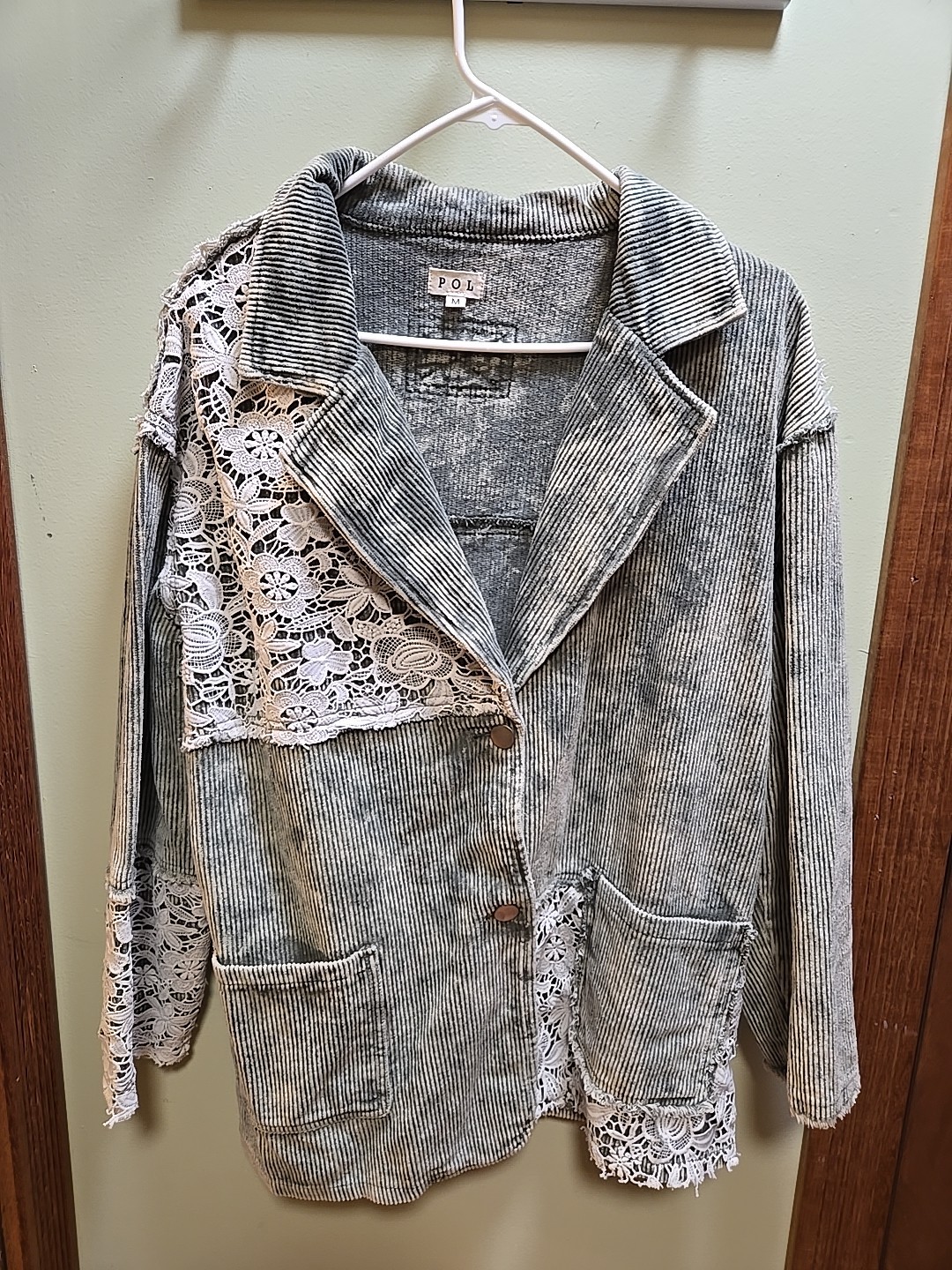 Corduroy jacket with Lace Patchwork  -  by Pol, S… - image 1