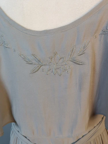 Free People Fiona S/P Grey Maxi Wrap Dress Embroidered Romantic Boho Gauzy - Picture 11 of 18