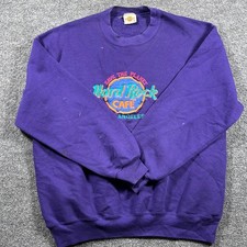 Hard Rock Cafe Sweatshirt Mens XL Purple Vintage Los Angeles Made in USA Stains