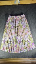 Vintage Floral Pleated Rayon Midi Skirt Size SP