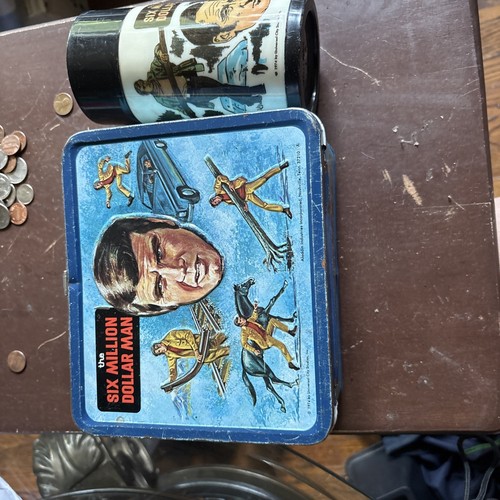 Vintage The Six Million Dollar Man Metal Lunchbox W/ Thermos 1974 Free Shipping