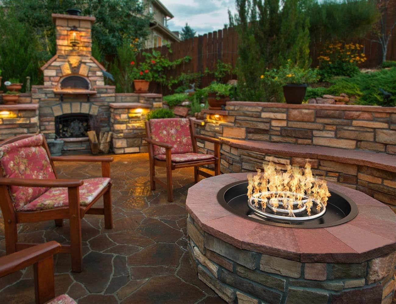 Skyflame Round Outdoor Fire Pit Pan w/Burner Ring,  Drop-in Style 19"