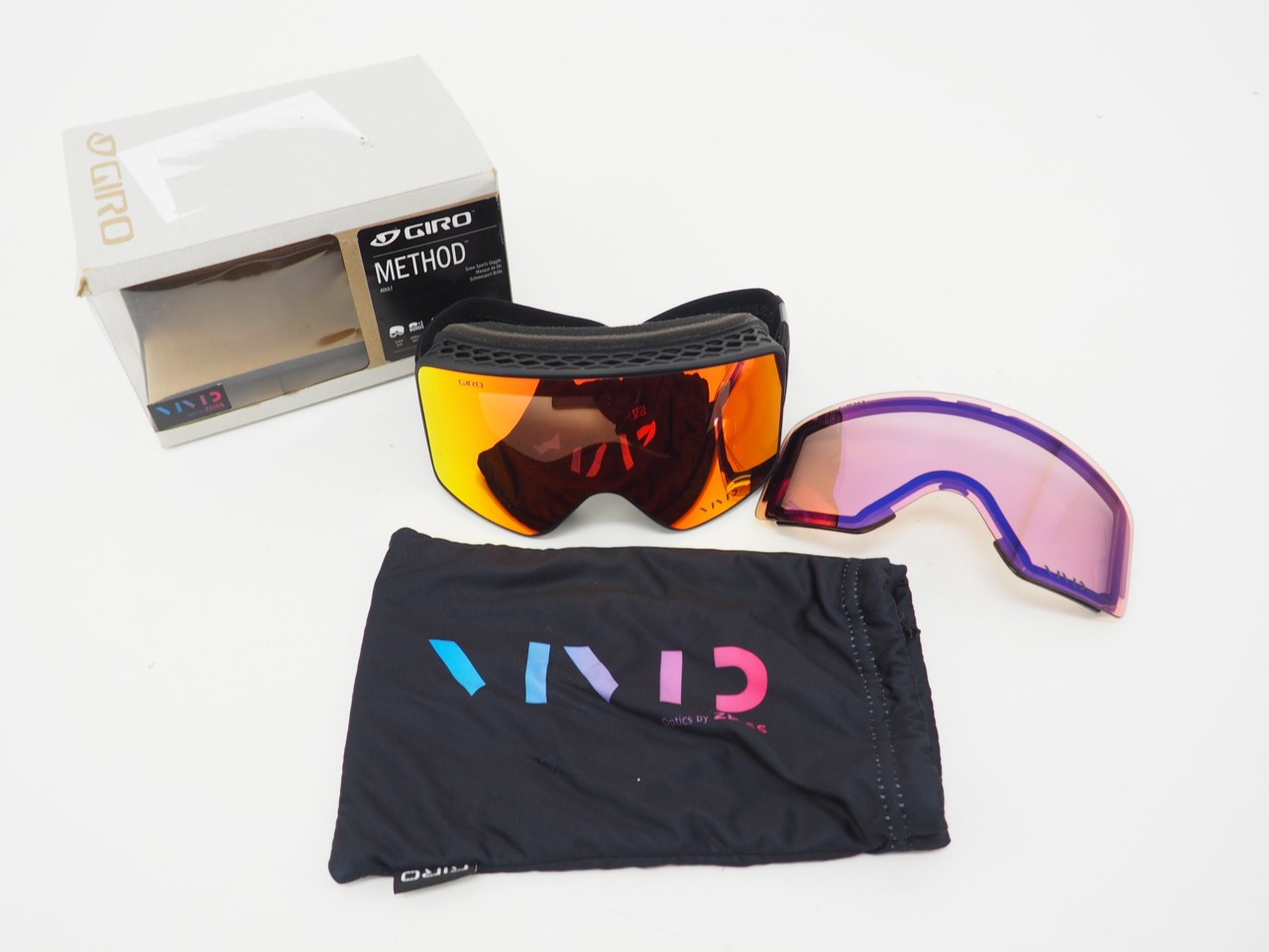 New! Giro Method Adult Winter Sport Goggle Black Mono w/ VIVID Ember Lens +1