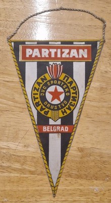 VINTAGE RARE PARTIZAN BELGRAD BELGRADE FOOTBALL CLUB FC FIFA PENNANT YUGOSLAVIA