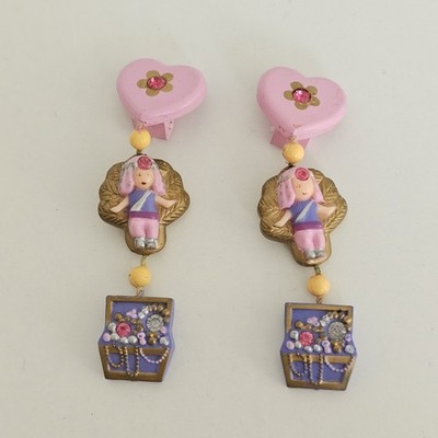 Seltene Bluebird Polly Pocket Prinzessin Yasmin Ohrhänger - hellrosa Variante