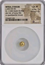 Mysia Cyzicus Runny Head 1/24th Stater NGC CH XF Ancient Electrum Coin
