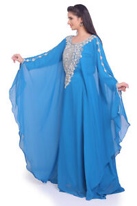 Sale New Year Turquoise Silver Work Dress Moroccan Dubai  