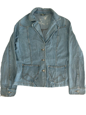Conbipel Niama Women jean jacket stretch embroiled  size 44 (M) color blue