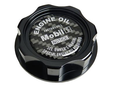 BLACK MOBIL 1 M7-STYLE BILLET ENGINE OIL FILLER CAP FOR NISSAN INFINITI CF
