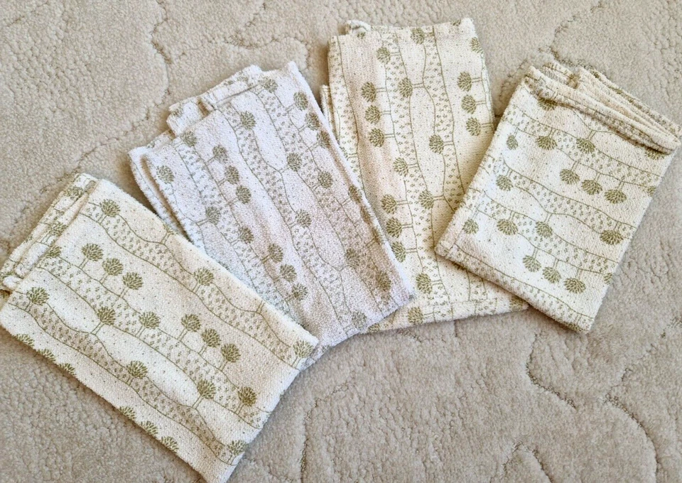 Nähen Basteln Patchwork Vintage 4 Tücher je ca. 45 x 40 cm aus Vorhang 60 er J.