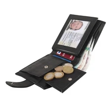 MENS RFID PROTECTED SOFT REAL LEATHER WALLET CREDIT CARD HOLDER PURSE 340 BLACK