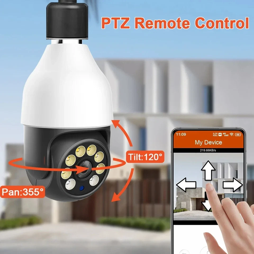 5MP 5G WIFI Bulb Camera TUYA Smart Life PTZ Outdoor Cam Work with Alaxa Google - Image 3 of 4