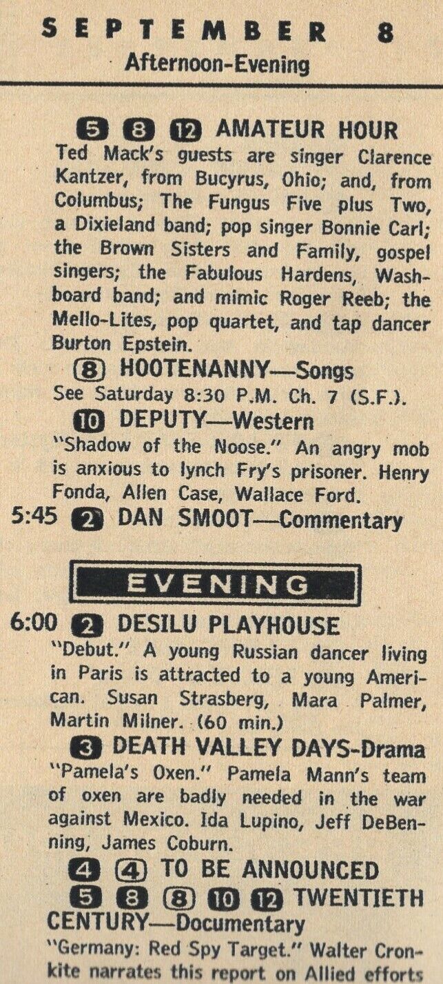 1963 TV LISTING AD ~ MIMIC ROGER REEB on TED MACKand#039;S AMATEUR HOUR eBay