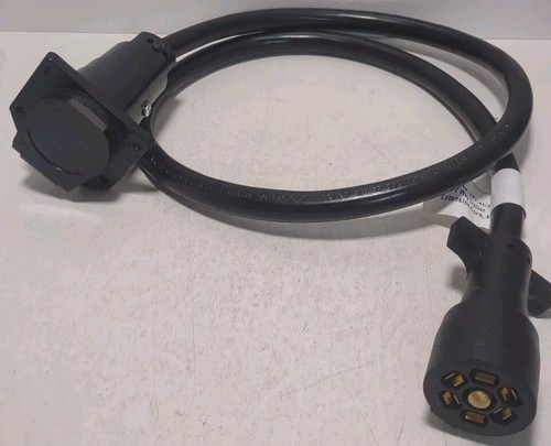 7 Way RV Trailer Extension Cord 4 Ft 7-Pin Round Plug Tow Wiring Harness