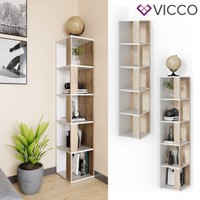 Eckregal Lio Sonoma-Weiß Regal BüCherregal Wandregal Raumteiler 5 Ebenen Vicco