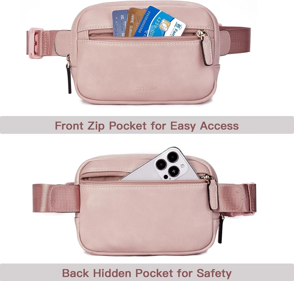 Belt Bag for Women PU Leather Fanny Pack Quilted Crossbody Bags for Women