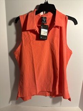 Nike Dri-FIT Flex Ace Sleeveless Golf Polo Womens M CU9401-854 Bright Mango NWT